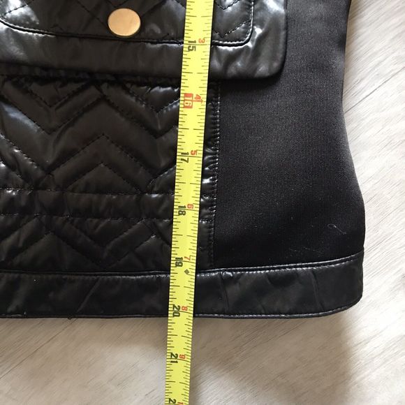 Chico’s Sz 0 Small Chevron Quilted Utility Moto Jacket Stretch Side Gold Buttons - Picture 7 of 7